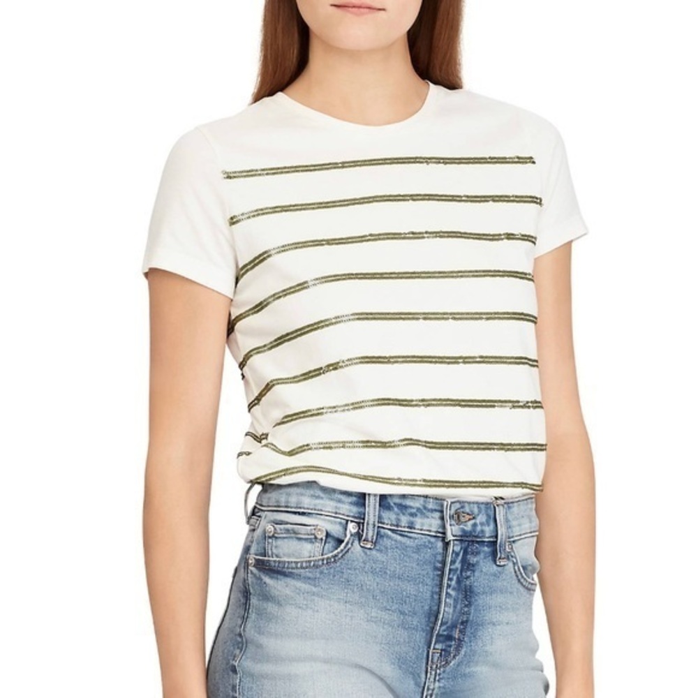 RALPH LAUREN Sequin Stripe Jersey Tee